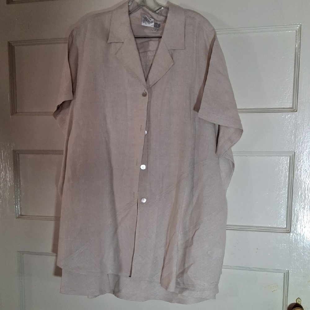 Ulla Popken Women's Light Beige Shirt Jacket With Skirt